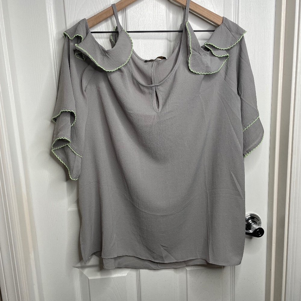 BluHeaven Ruffled Grey Shirt